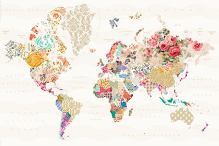 A World of Patterns, Alternative World Map Poster: 61cm x 91.5cm ...