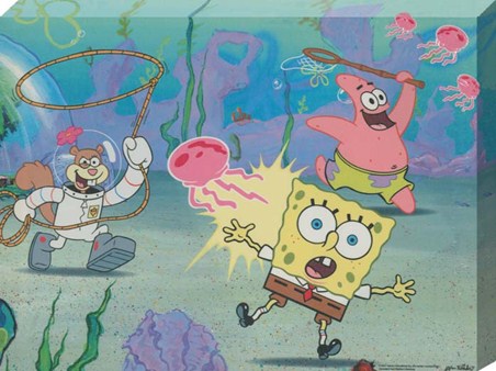 Jellyfish Hunt In Bikini Bottom Spongebob Squarepants Canvas Print