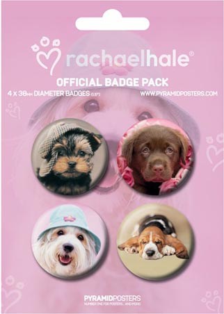 4 Dogs, Including Georgie and Cindy - Rachael Hale Button Badge Pack