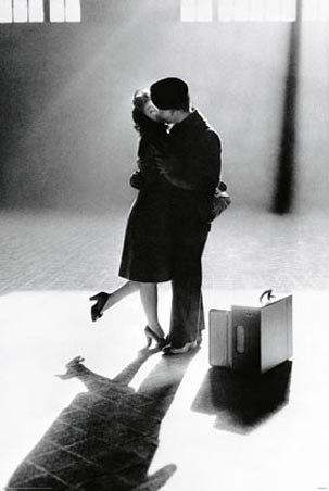 American Kiss - Couple Kissing on the Platform