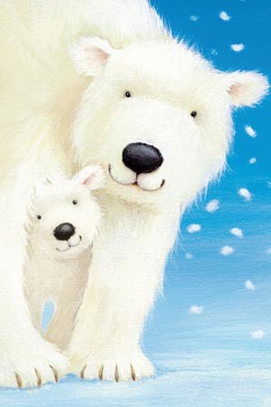 Mother and Baby - Fluffy White Polar Bears