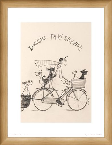 Framed Framed Doggie Taxi Service Sketch - Sam Toft