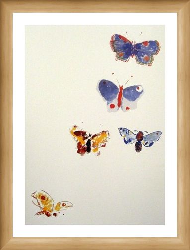 Framed Framed Five Butterflies - Odilon Redon