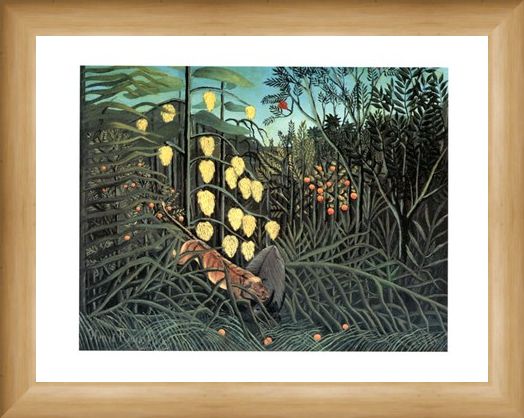 Framed Framed Giungla Con Bufalo Assalito Da Una Tigre - Henri Rousseau