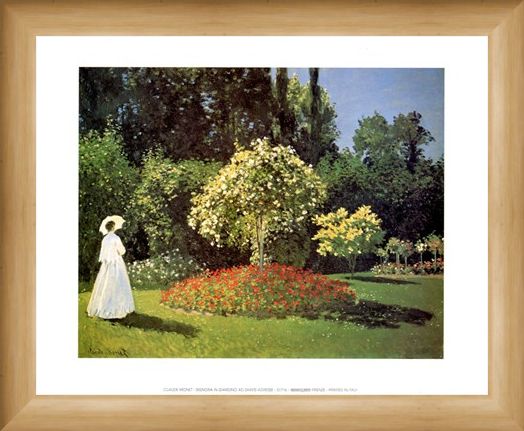 Framed Framed Woman in the Garden at Sainte Adresse - Claude Monet