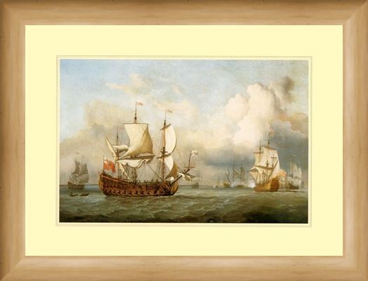 Framed Framed The Ship ' English Indiaman' - Antonio Jacobsen