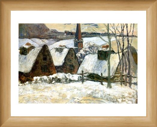 Framed Framed Village Breton Sous La Neige - Paul Gauguin