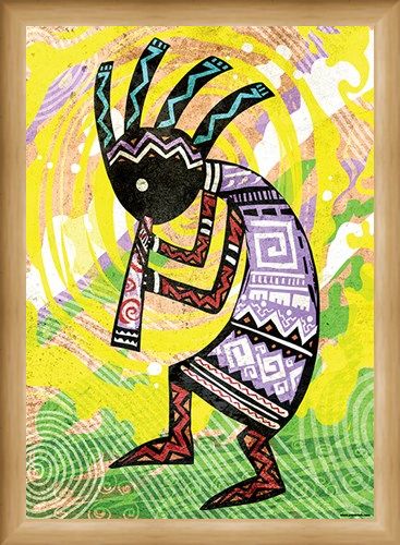Framed Framed Kokopelli - Ancient Fertility God