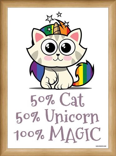 Framed Framed Rainbow Kitty - 50% Cat, 50% Unicorn, 100% Magic