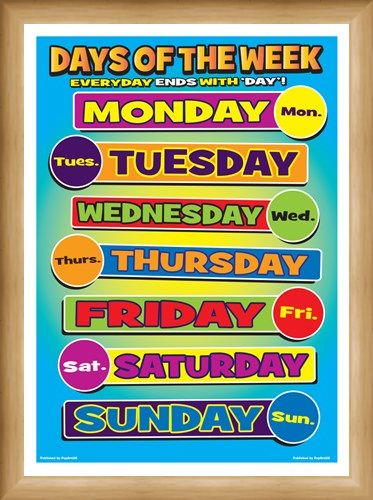 Framed Framed Days Of Week - Seven Days of Learning