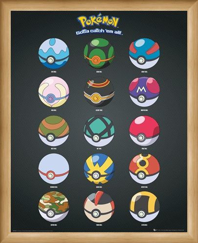 Framed Framed Pokeballs - Pokemon