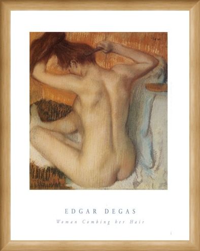 Framed Framed Woman Combing her Hair - Edgar Degas
