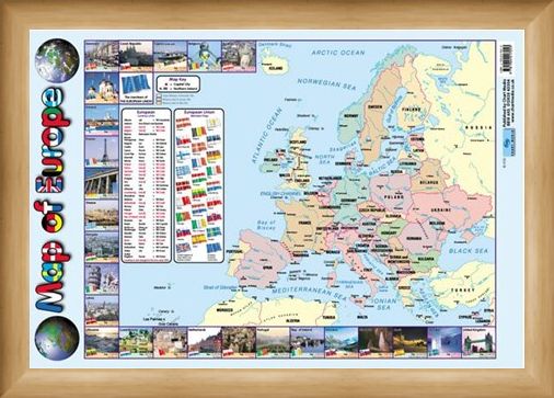 Framed Framed Map Of Europe - Educational Map