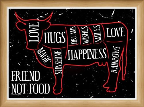 Framed Framed Friend Not Food - Vegetarian Hugs