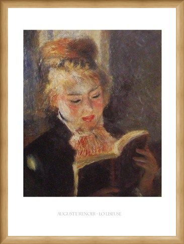 Framed Framed Reading - Auguste Renoir
