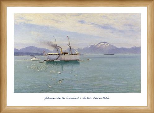 Framed Framed Matinée d'Eté à Molde (Morning on the Moldefjord) - Johannes Martin Grimelund