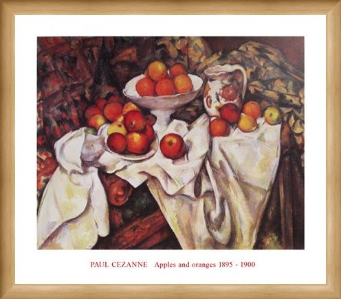Framed Framed Apples and Oranges - Paul Cezanne