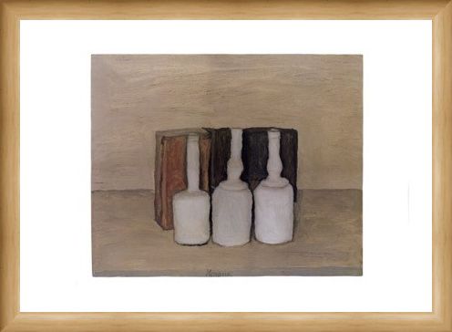 Framed Framed Three Bottles - Giorgio Morandi