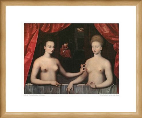 Framed Framed Gabrielle d'Estrees and one of her Sisters - School of Fontainbleau