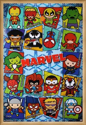 Framed Framed Kawaii Grid - Marvel