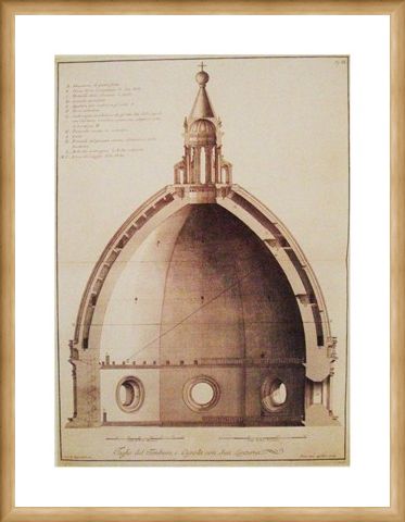 Framed Framed Cross Section of the Dome of the Cathedral - Bernardo Sansone Sgrilli