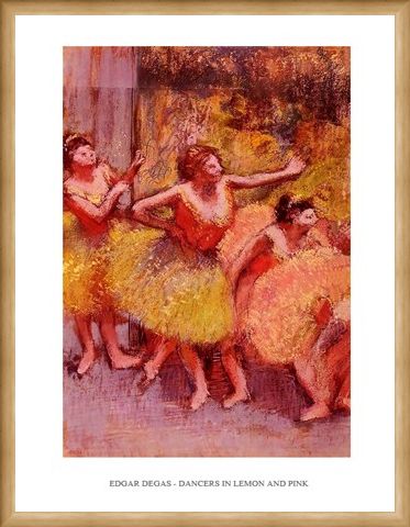 Framed Framed Dancers in Lemon & Pink - Edgar Degas