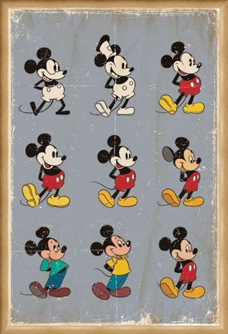 Framed Framed Mickey Mouse Evolution - Walt Disney