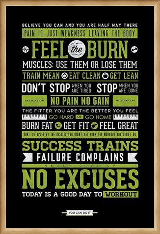 Framed Framed Gym Motivation - No Excuses