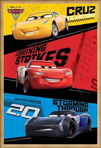Framed Framed Red, Blue & Yellow Trio - Cars 3