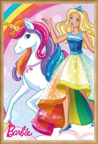 Framed Framed Glittering Rainbow Unicorn - Barbie