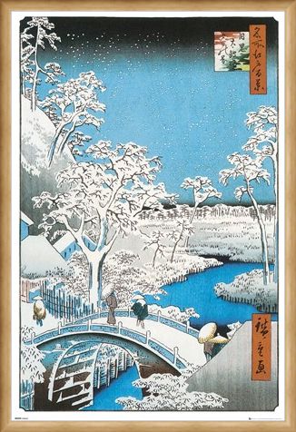 Framed Framed The Drum Bridge - Utagawa Hiroshige