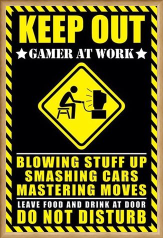 Framed Framed Gamer at Work - Warning Sign