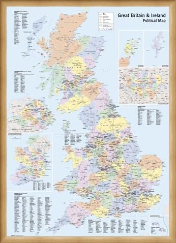 Framed Framed UK & Ireland - Political Map