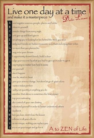 Framed Framed Live One Day At A Time - The A-Z of Life by The Dalai Lama