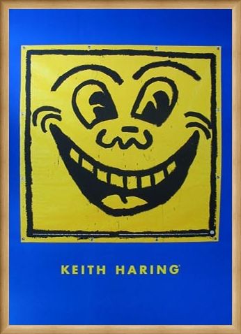 Framed Framed Untitled (Happy Face) - Keith Haring