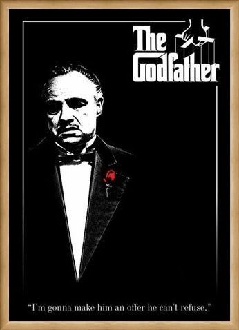 Framed Framed Don Vito Corleone with a Red Rose - The Godfather