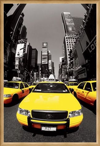 Framed Framed Yellow Cabs - New York City