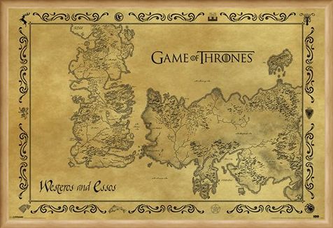 Framed Framed Antique Map - Game Of Thrones