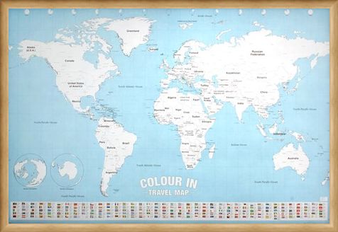 Framed Framed Colour In - World Map