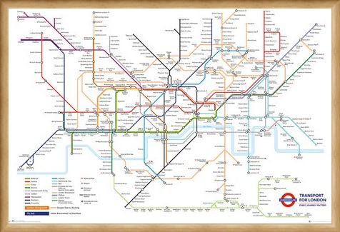 Framed Framed Underground Map - Transport For London