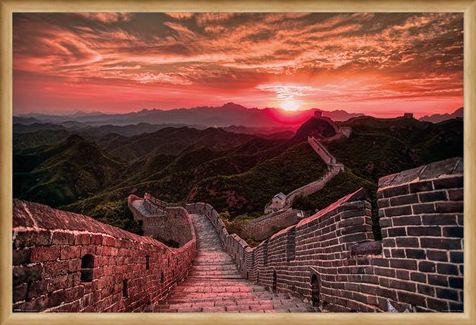 Framed Framed The Great Wall Of China Sunset - Travel