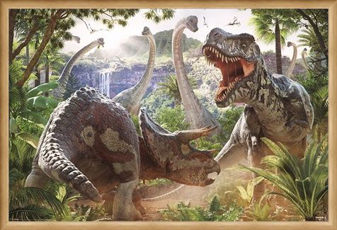 Framed Framed Dinosaur Battle - David Penfound