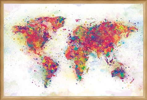 Framed Framed Colour Splash - World Map