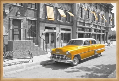 Framed Framed Taxi! - Yellow Cab In Manhattan