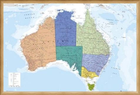 Framed Framed The World's Smallest Continent - Map Of Australia