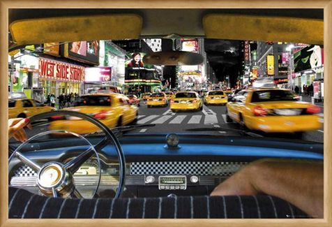 Framed Framed Times Square Taxi - New York