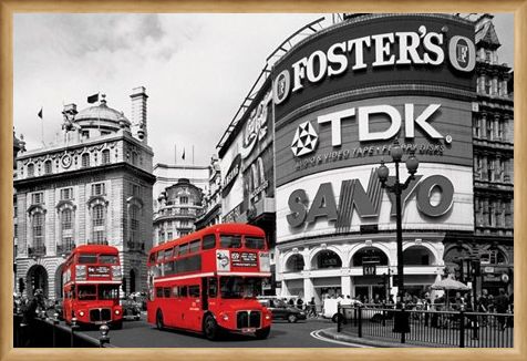 Framed Framed Piccadilly Circus - Red Buses