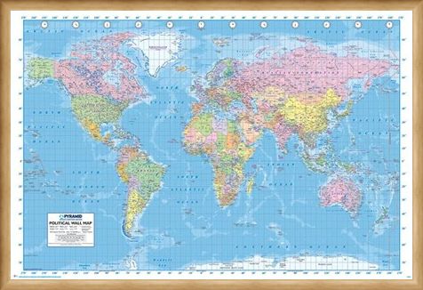 Framed Framed Political World Map - Map of the World