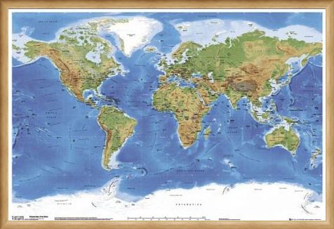 Framed Framed Planetary Visions - Map of the Earth