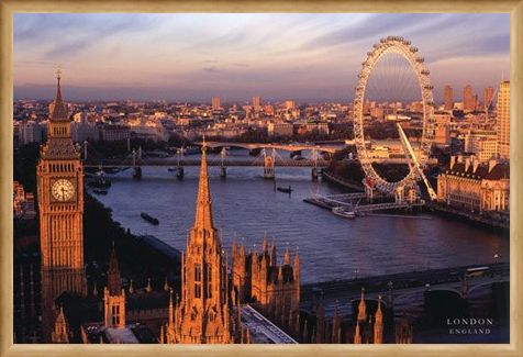 Framed Framed Big Ben and the London Eye - Aerial Photograph of London, England